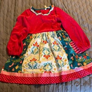 Colorful Floral Dress with Red Top